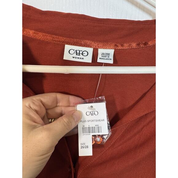 Cato women's long sleeve, rust colored, linen blend button down shirt, Size XXL - Picture 8 of 8